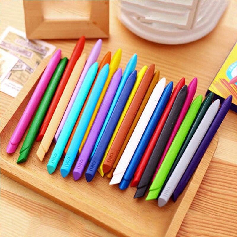 Deli enfants en plastique crayon étudiant triangle stylo peinture à l'huile bâton 24/18/12 couleur étudiant art peinture bâton