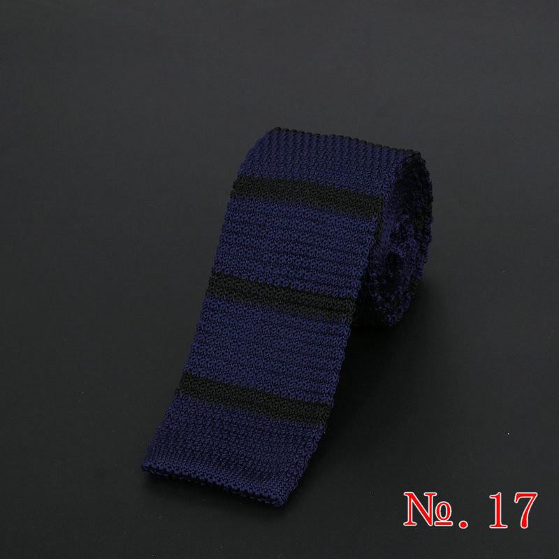 Brand New męska w stylu Vintage, w paski dzianiny krawaty dla człowieka Party moda kolorowe Knitting Tie granatowy czerwony ślub cienki krawat Cravata: 17