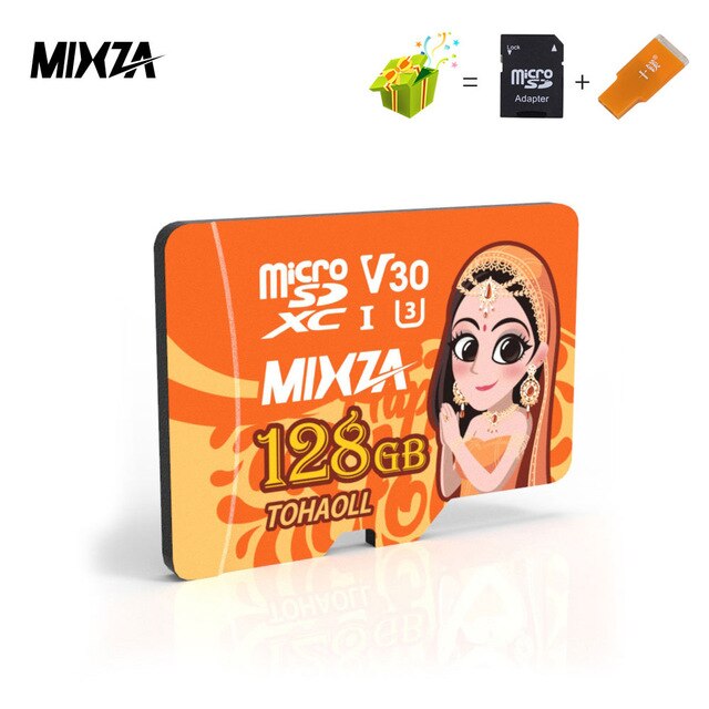 MIXZA-tarjeta de memoria 256GB, tarjeta Micro sd Clase 10 de 128GB, 64GB, U3, 80 MB/S, 32GB, flash, TF/SD, UHS-1: 128GB U3-Adapter-CR