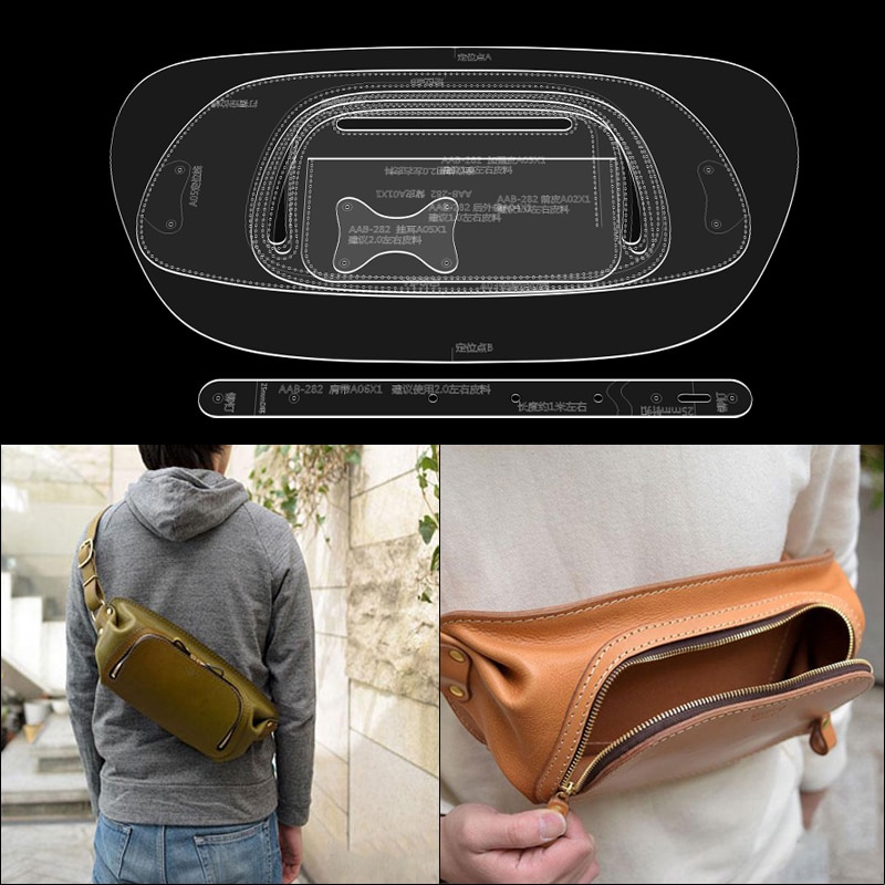 Herramienta DIY de cuero para manualidades, plantilla de acrílico para bolso de hombro, patrón de costura hecho a mano, bolsa para deportes al aire libre, molde para hacer cuero