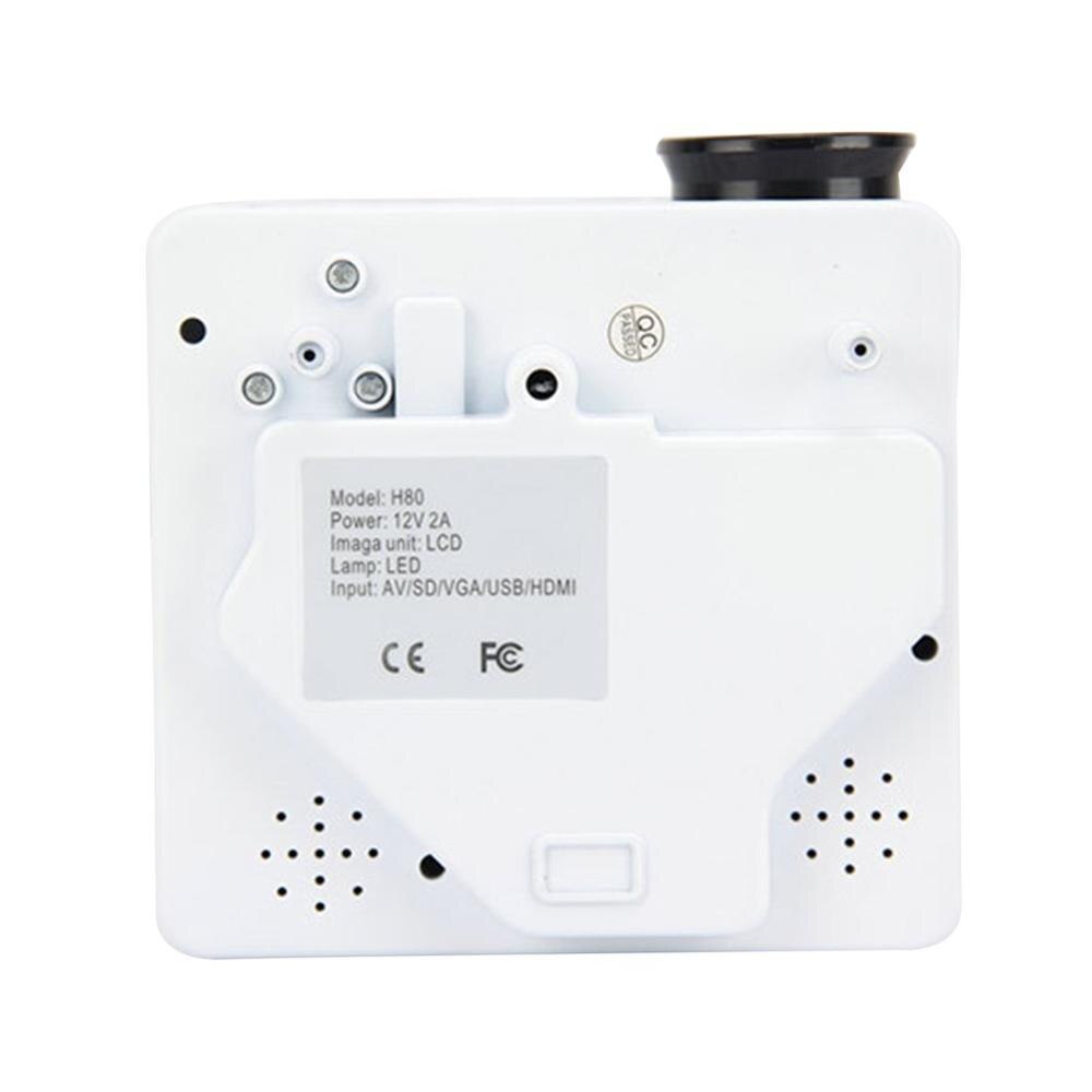White H80 Projector Portable Mini 640X480 Pixels Full Hd Brighter And Clear Led Projector Video Home Cinema Theater