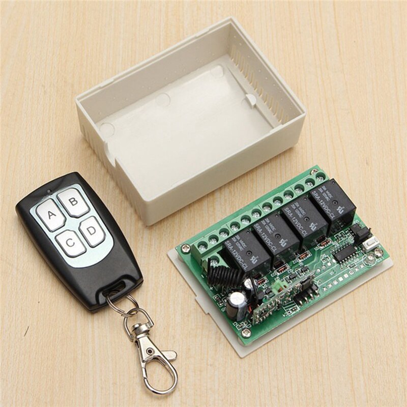 DC 12V 4CH 433Mhz Wireless Remote Control Switch Receiver W/ Transmitter