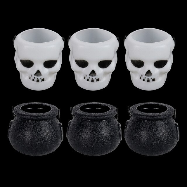 5/6 stk halloween godteri bøtte kurv gresskar boks heks hodeskalle triks eller godbit spann holder halloween dekorasjoner for hjemmet: 6 stk blandebøtte