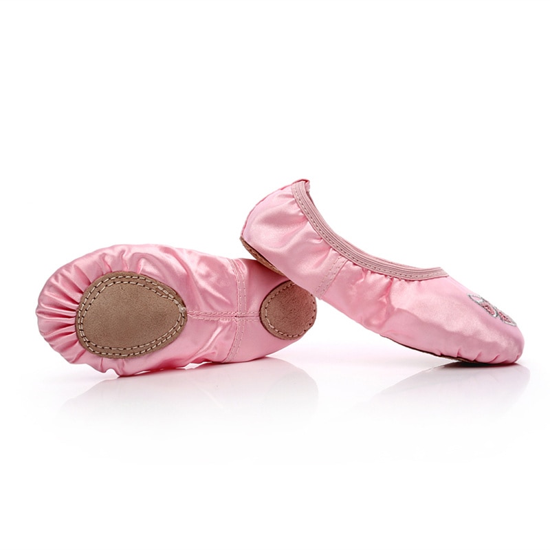 Embroidered SATIN SEQUIN dance shoes soft soled ballet shoes