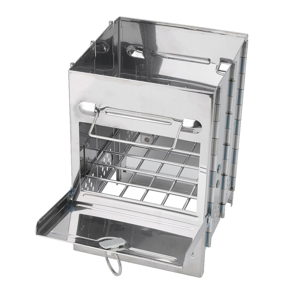 Portable Outdoor Camping Wood Stove Folding Stainless Steel Wood Burning Stove Square Camping Stove Wood Burner Picnic Cooking