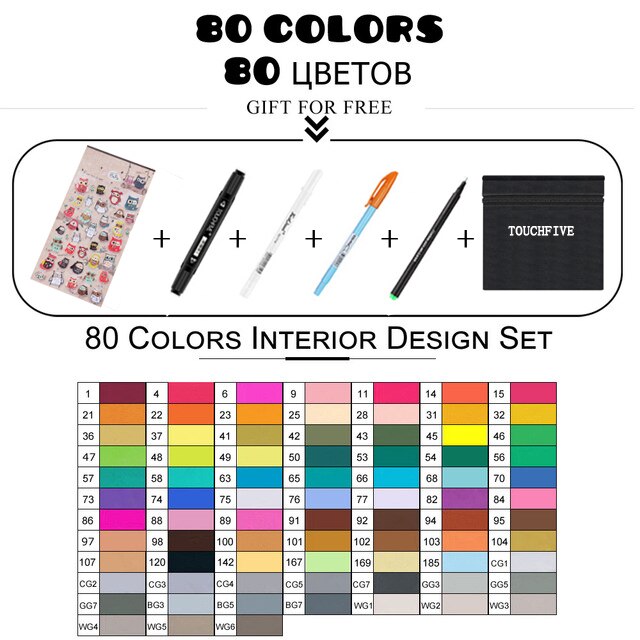 TouchFIVE 168 couleurs huileux à base d'alcool Art marqueurs ensemble double tête croquis marqueur artiste pinceau stylo pour Manga eau couleur stylos