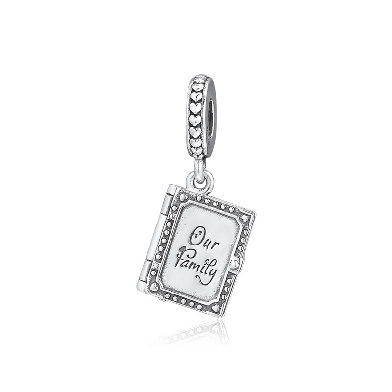 Family Book Dangle Silver 925 Charms for Chains Bracelets Women DIY Jewelry Mother's Day Love Silver Charms for Jewelry Making