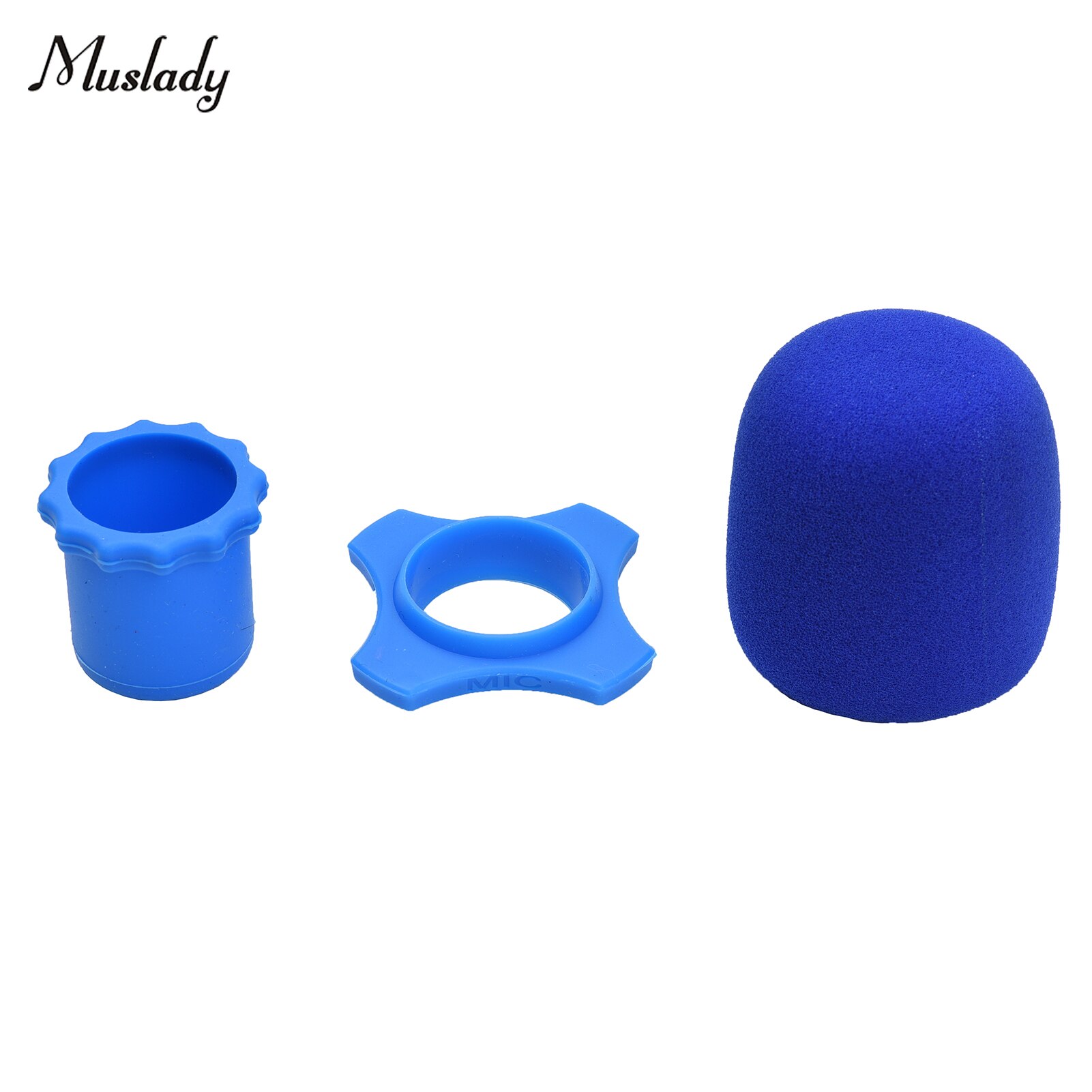 Muslady-Kit de accesorios de protección para micrófono, con parabrisas de espuma, Fondo de anillo de silicona antideslizante para micrófono de mano inalámbrico