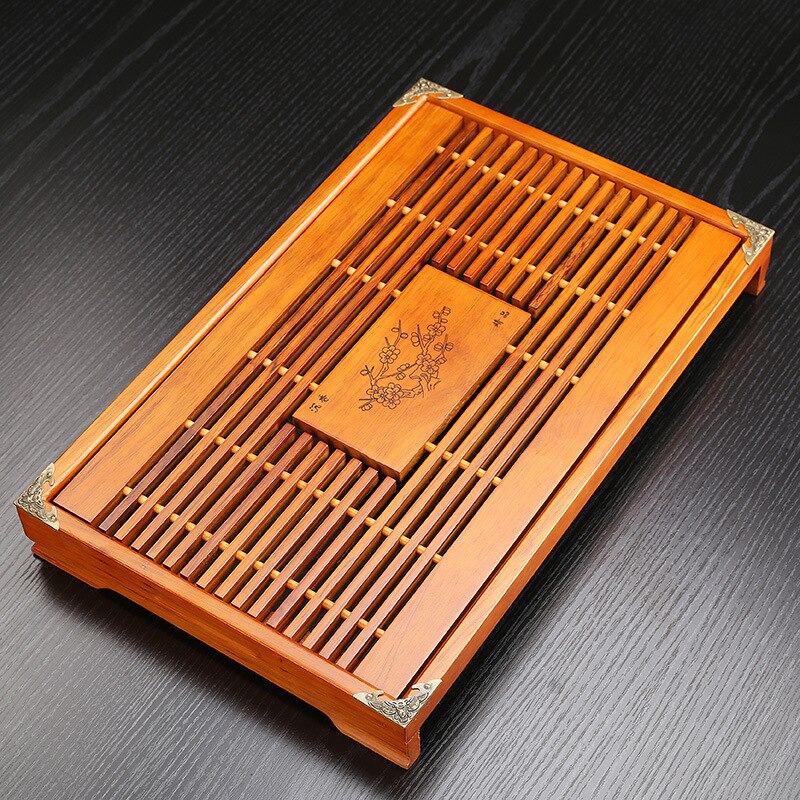 Bandeja de chá de madeira maciça conjunto de chá kungfu gaveta de drenagem de água chinesa bandeja de chá 43x27x5.5cm: Chen xiang