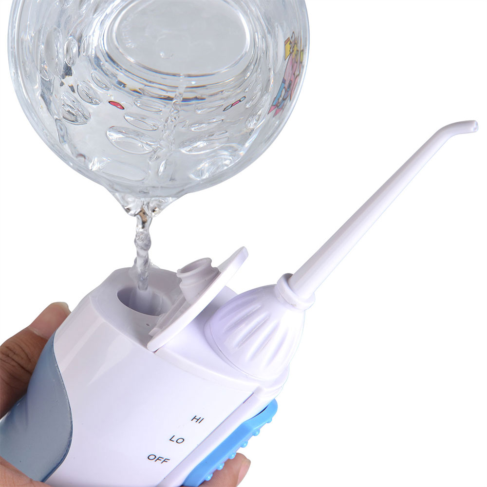 AZDENT 2 Modes Portable Oral Irrigator Water Dental Flosser Travel Jet Pick Teeth Cleaning Battery Operated with 2 Jet Tips