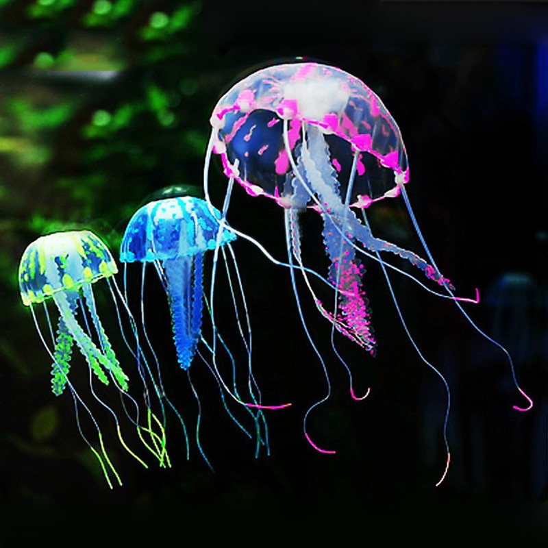 Méduses fluorescentes de Simulation d&#39;aquarium, accessoires de paysage de méduses d&#39;aquarium, ornements de méduses multicolores en option