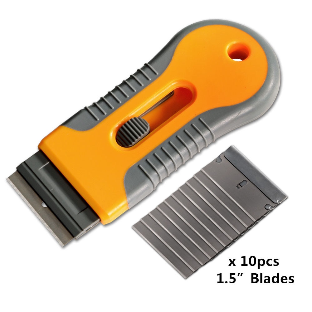 FOSHIO Multi Razor Scraper+10pcs Steel Blades Window Tint Tool Cutter Auto Car Film Sticker Remover Squeegee Vinyl Cleaning Tool