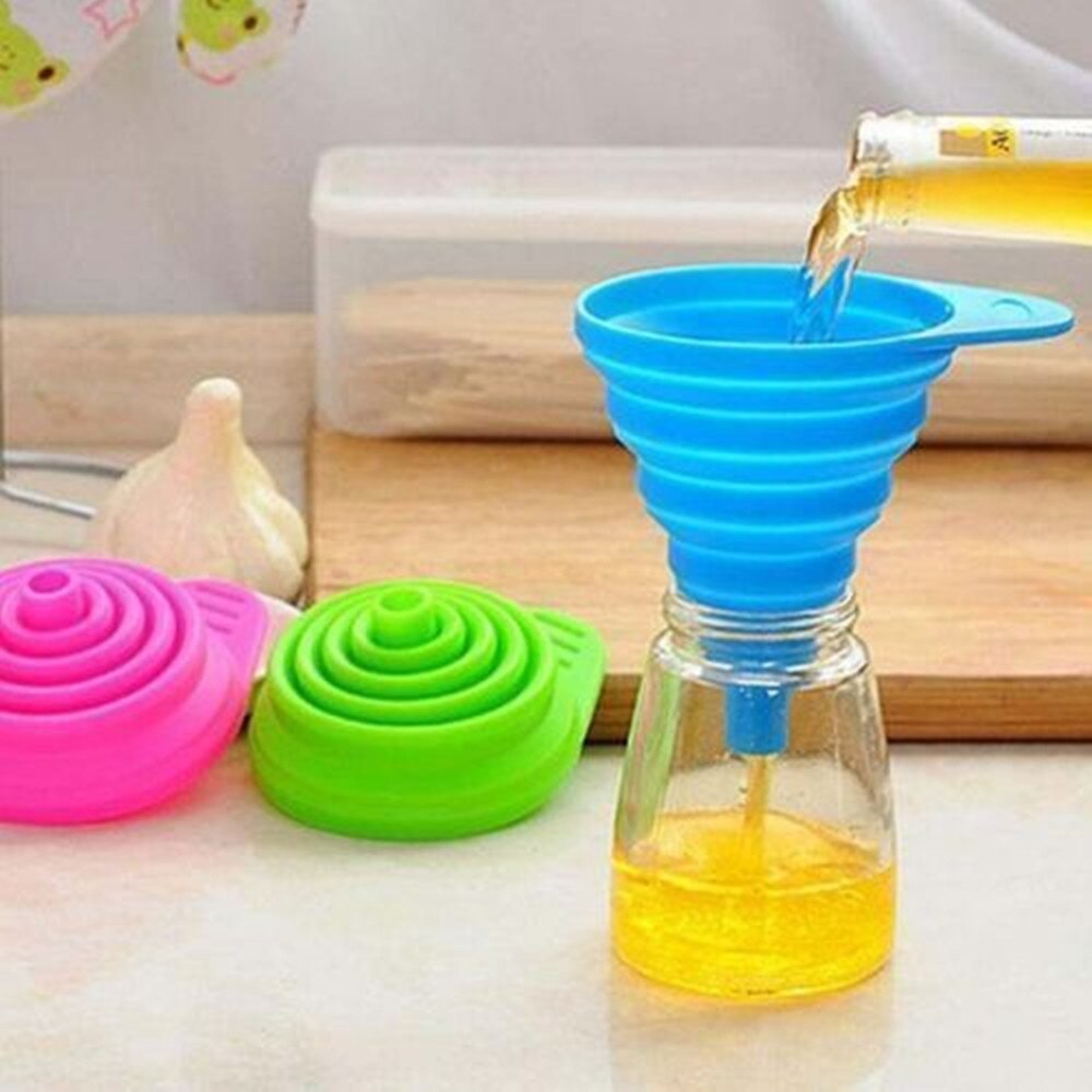 Heat-resistant silicone funnel for cooking practical gel foldable folding funnel kitchen tool