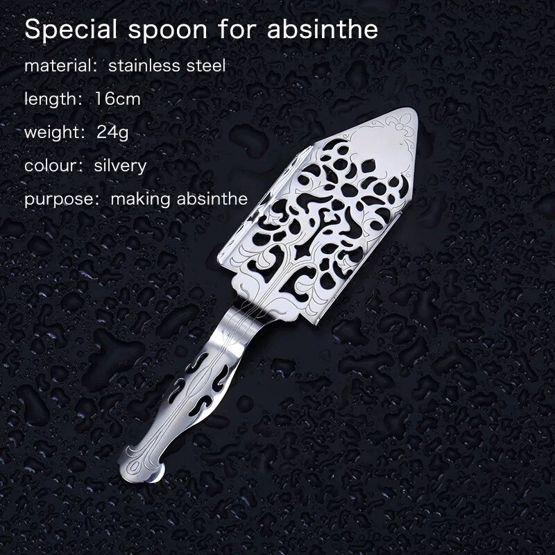 Bar Soul-cucharas de absinto de acero inoxidable, cuchara amarga, utensilios de barra de cóctel, filtro de colador, herramientas profesionales de barman: gothic silvery