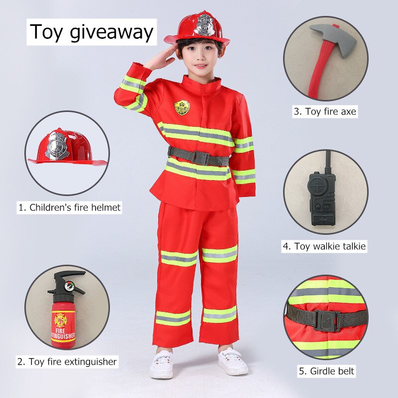 Speelhuis Speelgoed Kinderen Rollenspel Brandweerman Boy Girl Kostuum Pak Carrière Ervaring Prestaties Reflecterende Kleding Prop Speelgoed