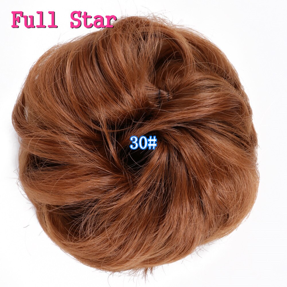 Full Star Synthetic Wrap Curly Messy Hair Bun Chignon Synthetic Hair Donuts Hairpiece For Women Curly Elastic Updo Scrunchy: P18/613
