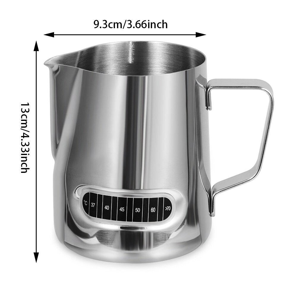 1PC 600ml Stainless Steel Milk Frothing Mug Frother Coffee Cup Jug Latte Pitcher Thermometer Foam Container Household Coffeeware