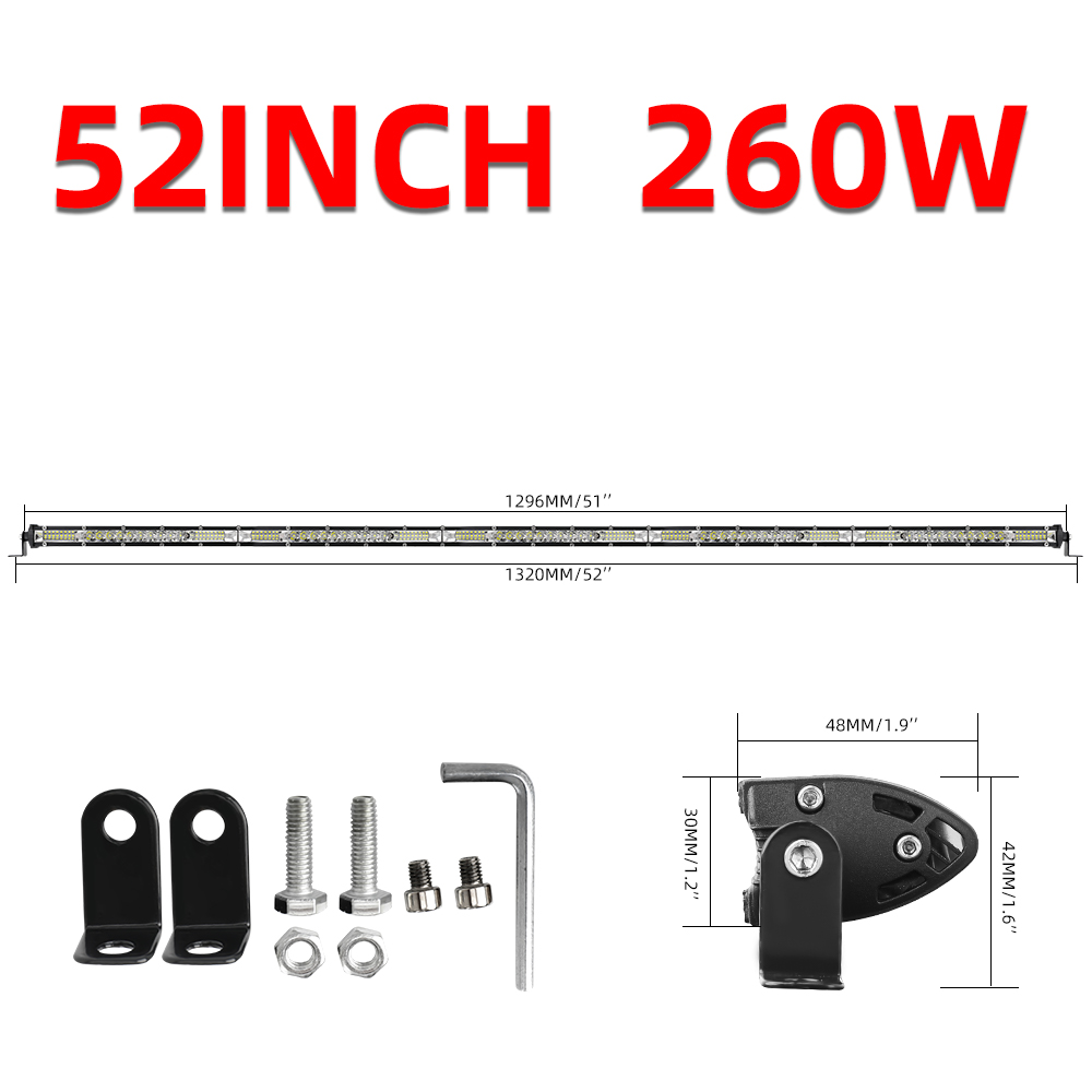 CO LIGHT 52W 104W 156W 208W 260W Off Road Led Light Bar Slim Combo LED Driving Lights for 4x4 Truck SUV ATV Tractor Boat 12V 24V: Kości słoniowej