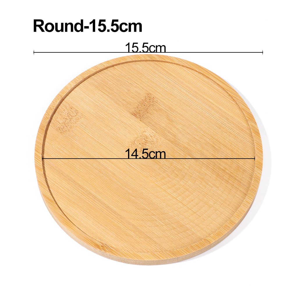 1PC Simple Bamboo Wood Tray Round Square Hexagon Flowerpot Base Pot Stander Succulents Bonsai Holder Home Decor Gardening: Brown