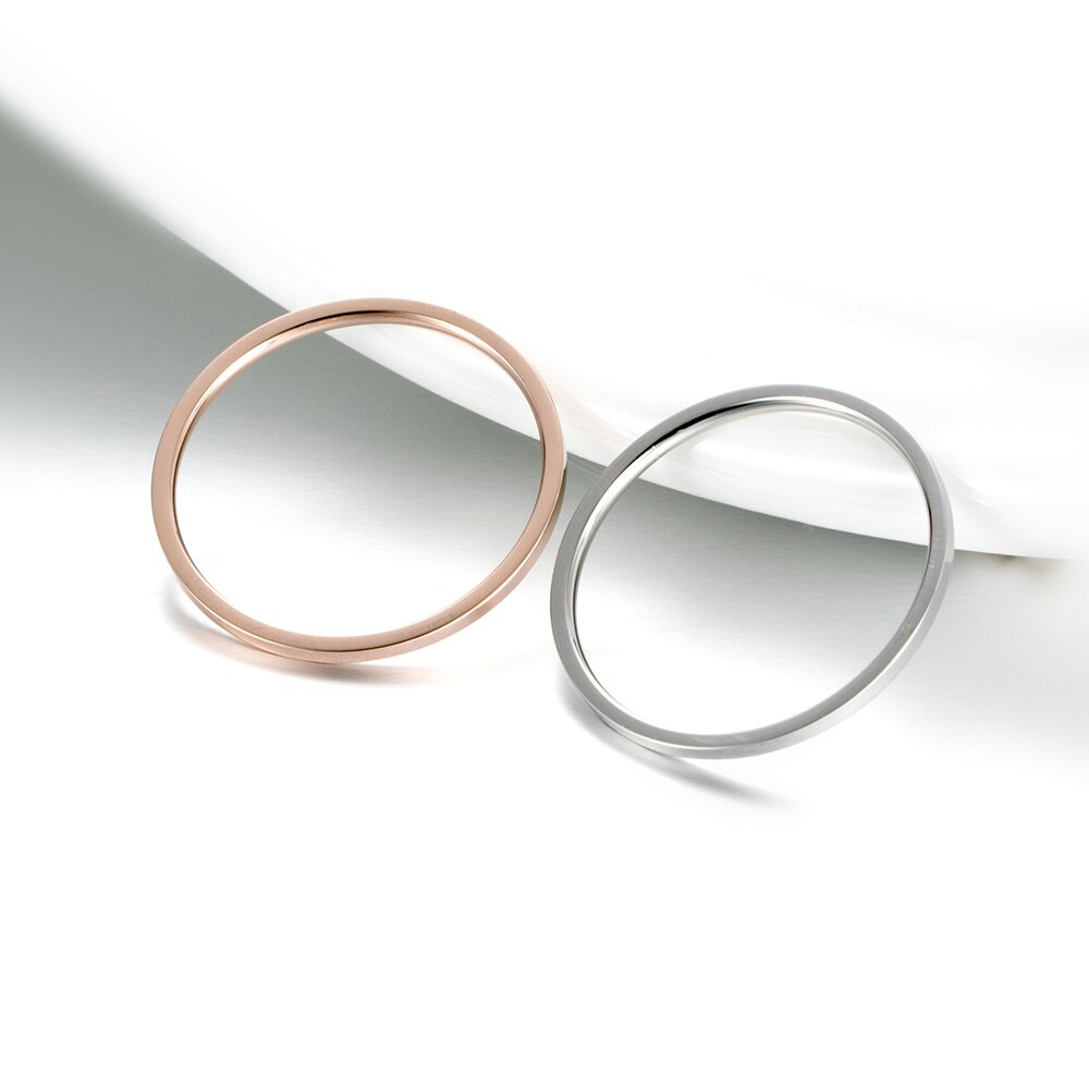 Eenvoudige dunne smalle titanium ring roségoud/zilverkleurige ringen voor vrouwen trouwring geometrische staartring sieraden