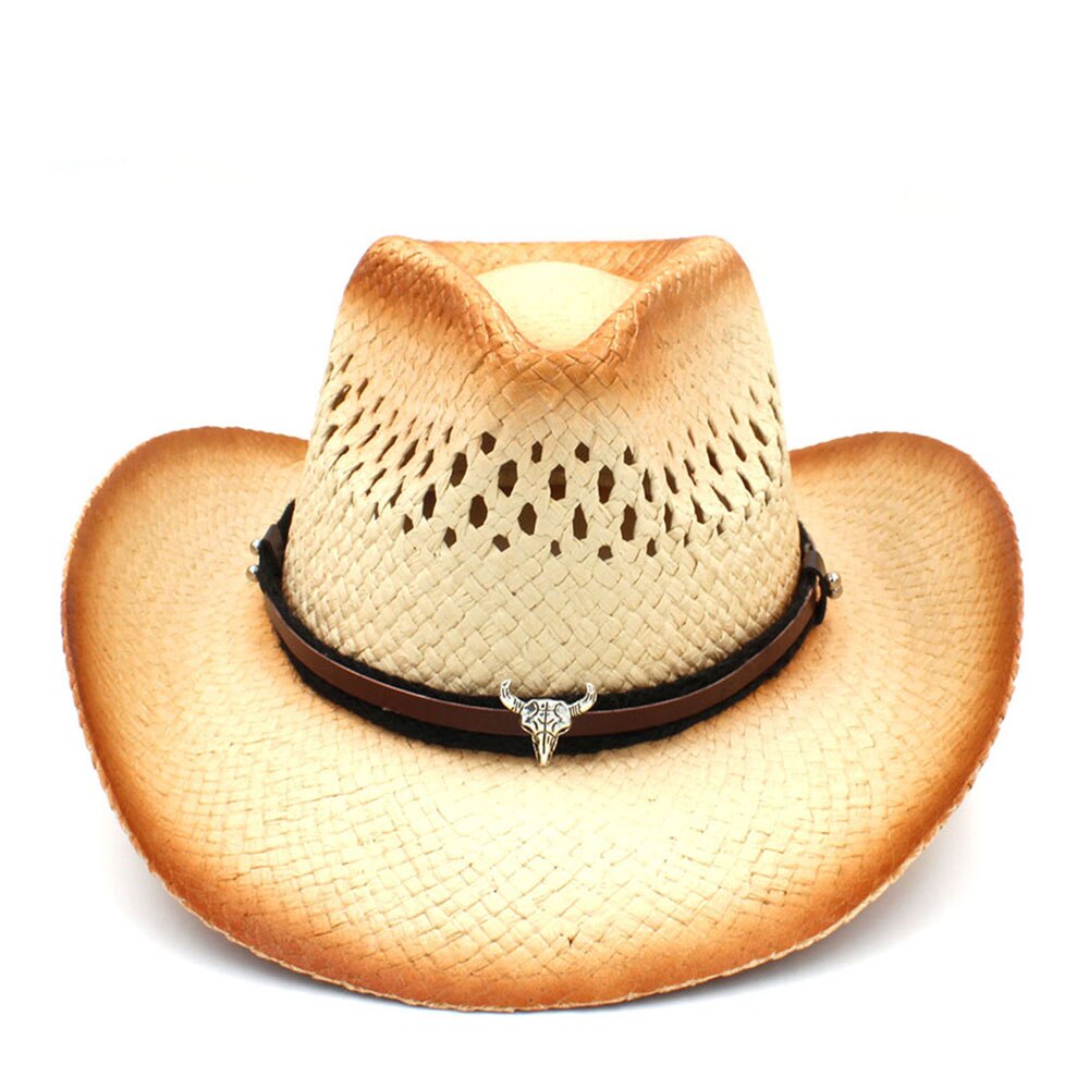 100%  dames heren western cowboyhoed met assel lint stro dame vader strand zon sombrero pet mesh cowgirl jazz hoed maat 58cm: C5 cbd