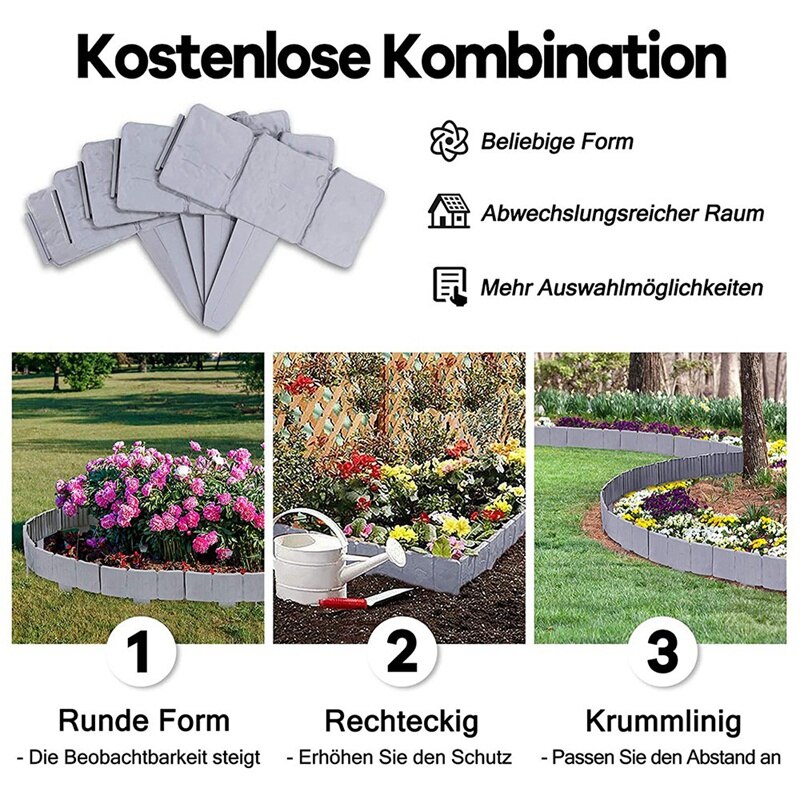Lawn Edging in Stone Look, Flower Bed Border, Mowing Edge, Edge Stones, Plastic, Flower Bed Edging, Garden Fence