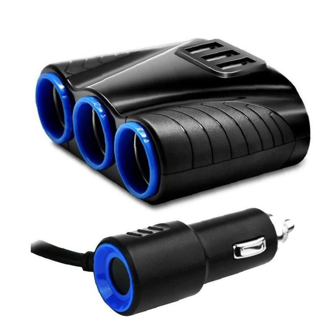 3 way Cigarette Lighter Socket Splitter 12V Dual USB Charger Power Adapter Car