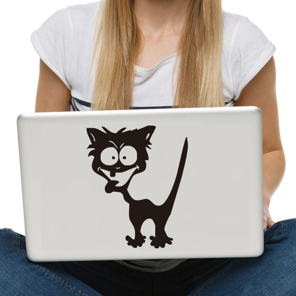 Frightened Cat Or Smile Cat Decal For Your Laptop Computer Or Window WallpaperS Removable Adhesives Murals Vinyl Stickers S-461