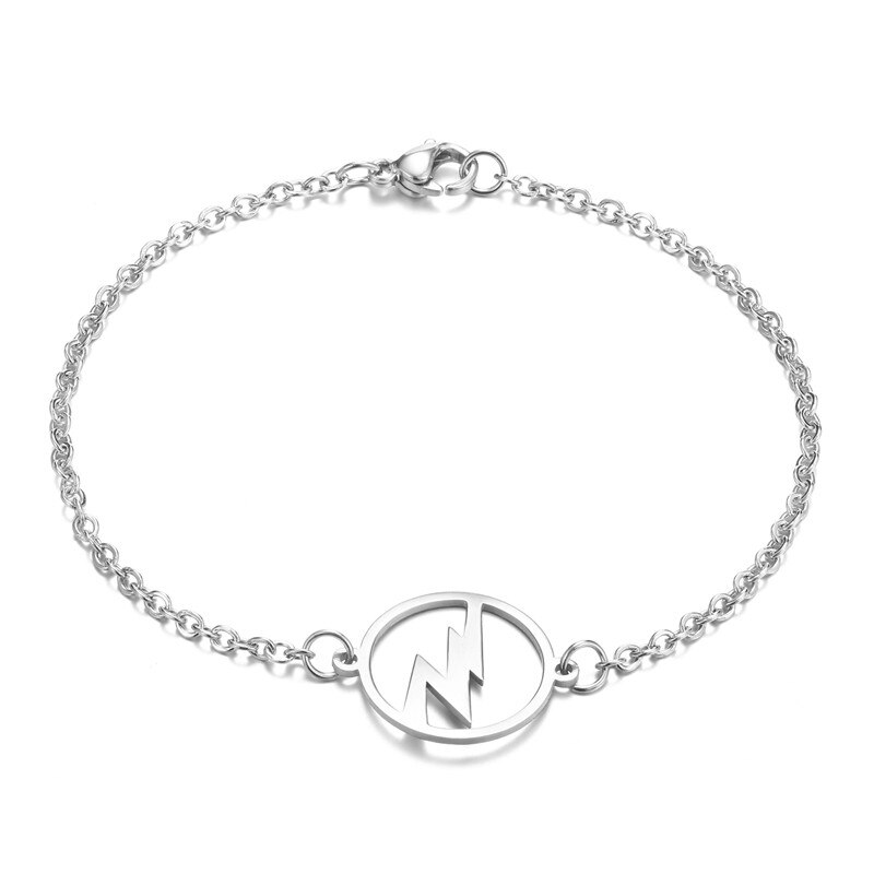1 PC Chic Runde Hohl Blitz Edelstahl Armband Frauen Silber Farbe Einstellbar Dünne Armband Schmuck B107-1