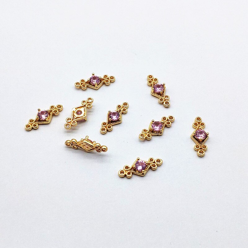 Nuovo arrivo! 16x6mm 100pz cubo Zirconia rombo Connettori per il Fatto A Mano Orecchini FAI DA TE parti, Gioielleria, Parti E Componenti: rosa