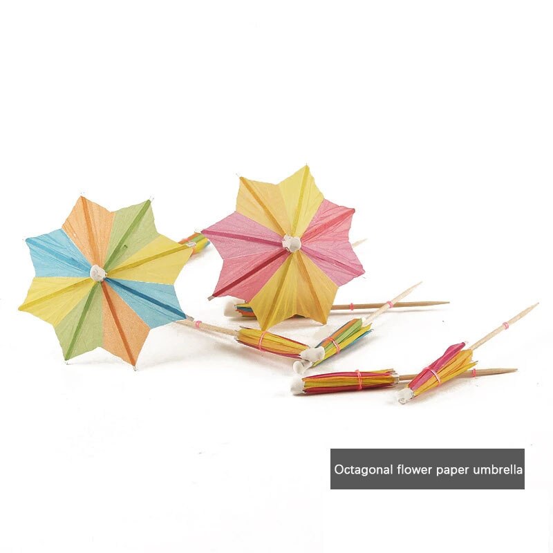 Mini paraguas de papel para decoración de bodas, sombrillas de papel para cóctel, suministros para de cumpleaños, palitos para pastel de fruta y bebida, 50 piezas