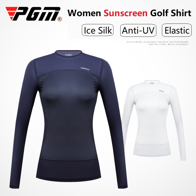 Pgm golf skjorte sommer kvinder t-shirts anti uv tøj kvinder is silke solbeskyttelses skjorte ultratynde åndbare casual skjorter