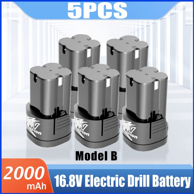 16.8V 2000mAh Lithium Rechargeable Battery For Cordless Screwdriver Household Power Tools 18650 Hand Electric Drill Batteries: Model B 5PCS