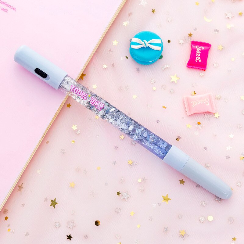 South Korea Beautiful girl Quicksand pen 0.5mm Kids Japanese Gel Pens Kawaii School Supplies Stationary: D