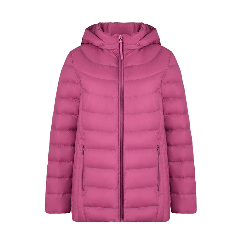 Chaqueta de plumón 90% para mujer, chaquetas acolchadas con capucha, Parka de abrigo cálido desmontable con sombrero, prendas de vestir, cortavientos, chaqueta acolchada, invierno: XXXL / Morado