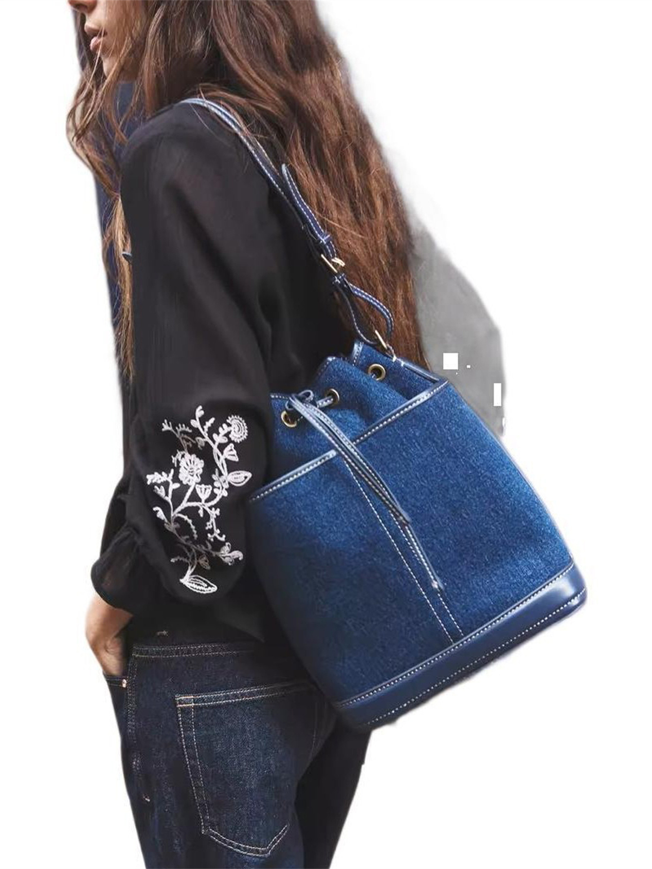 Autumn/Winter denim hand bill shoulder bag canvas bucket bag