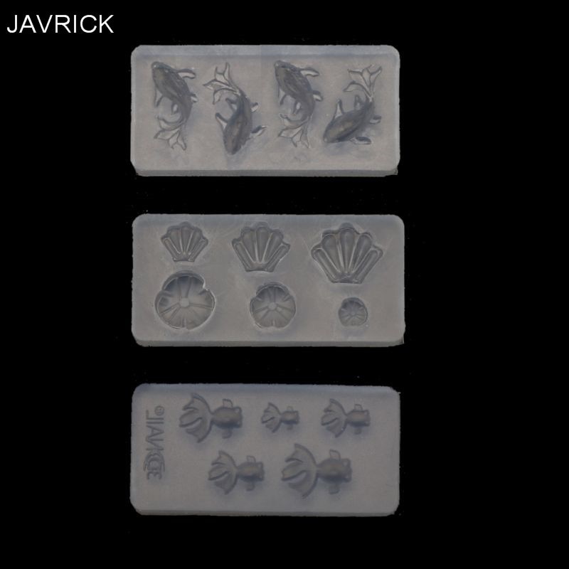 3Pc Mini Größe Goldfisch Lotus Blatt Earrrings Wasser Dag DIY Harz Schmuck Schimmel Bausatz