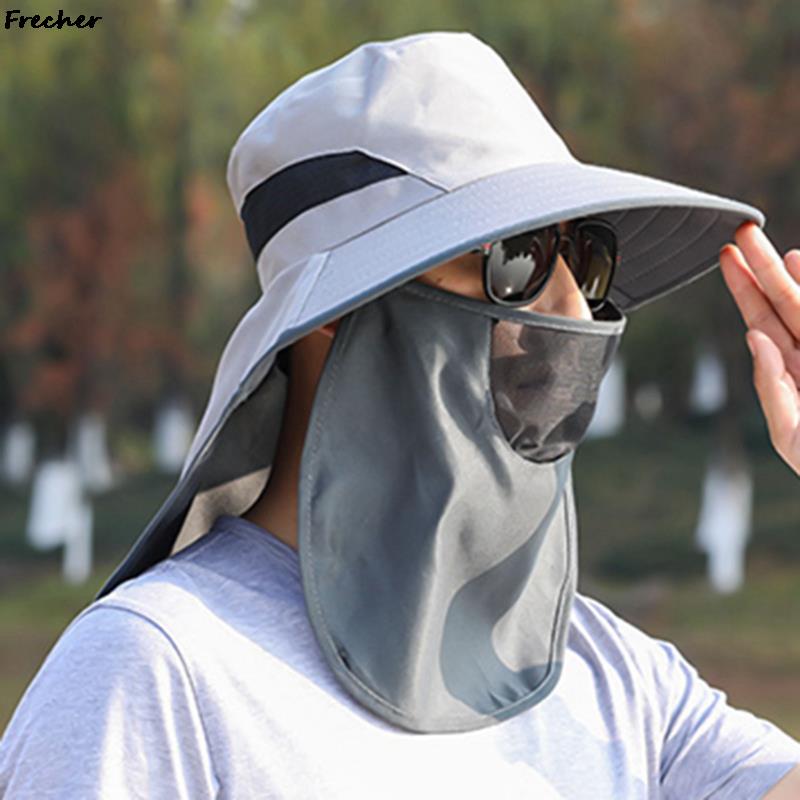 Chapeau de soleil pour pêcheur, casquette de Protection solaire pour le cou et le visage, Protection UV, chapeau à rabat, grand avant-toit réglable pour homme