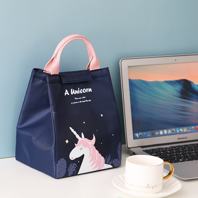 Sac à déjeuner licorne de dessin animé pour enfants, sac isotherme thermique pour femmes, fourre-tout étanche isolé, pochette Bento de pique-nique