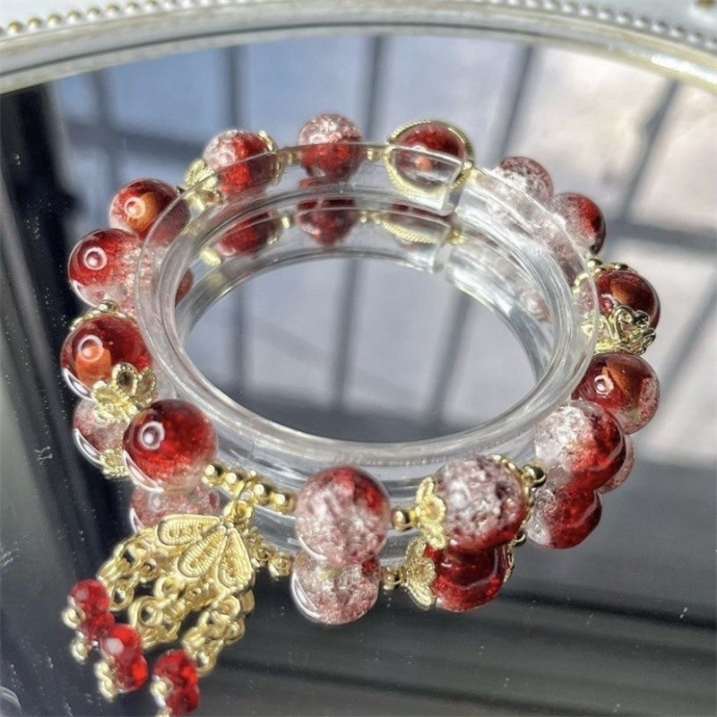 Simples verde pipoca pulseira de cristal para mulheres meninas coreano ins flor raposa pena borla pulseiras amizade jóias presentes