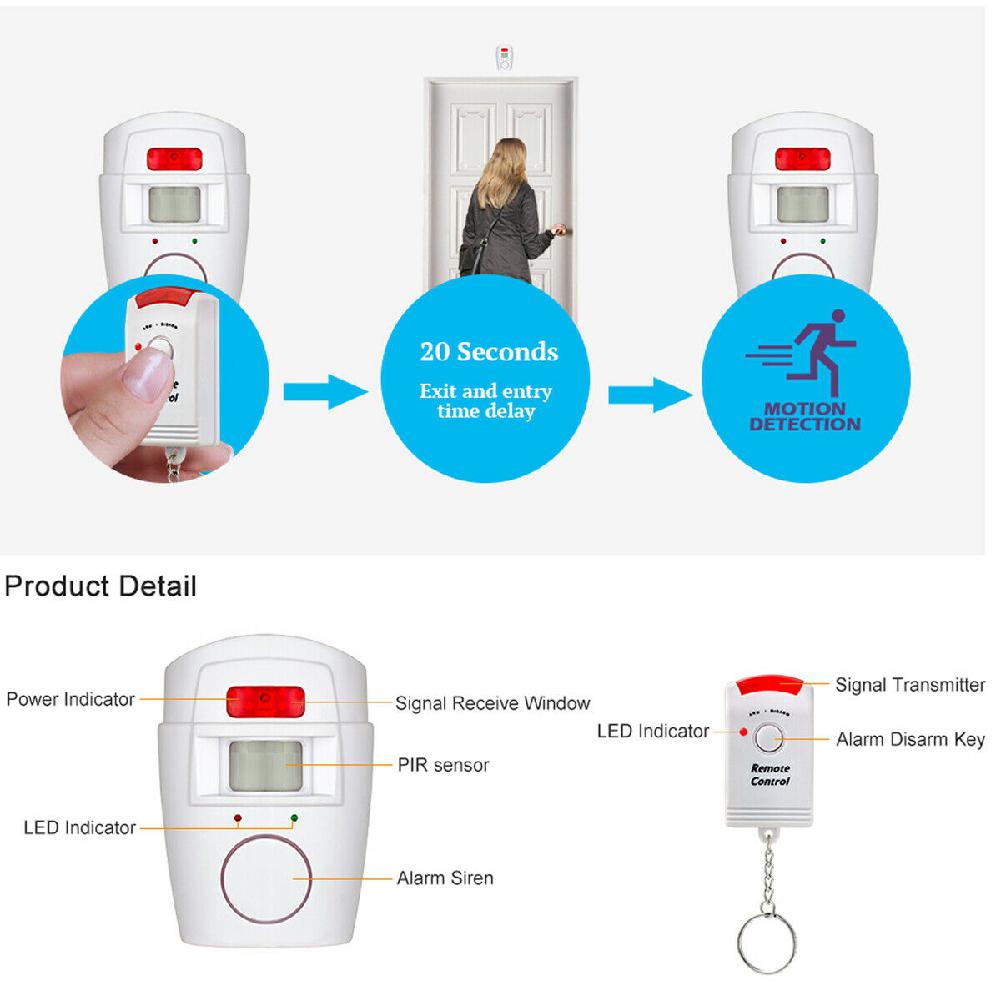 Remote Control Infrared Alarm Anti-theft Wireless Alarm Detector larm Security Systems Home Use