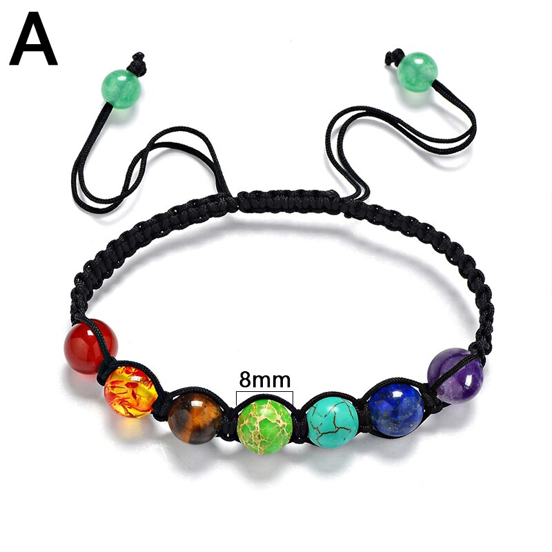 Einstellbar Armbänder Bunte Natürliche Stein Perlen Armbinde Handgemachte Geflochtene Hand Seil Armreifen Für Frauen Männer Schmuck: A