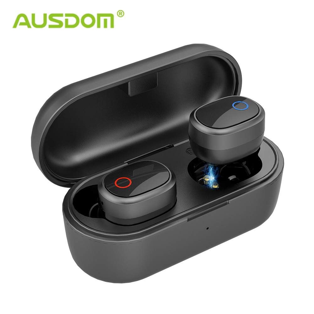 AUSDOM TW01s kabellos Bluetooth Kopfhörer Stereo Bass Bluetooth 5,0 mit Mic TWS Freisprecheinrichtung Ohrhörer Sport Headset Für IOS Andorid
