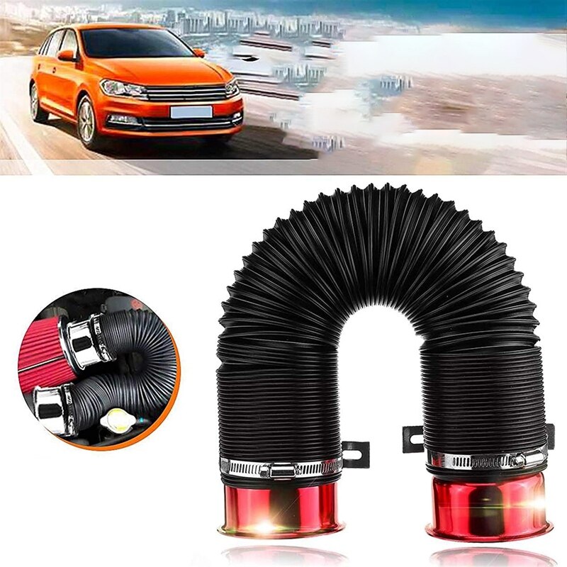 76mm 1M Car Air Filter Intake Cold Pipe Flexible Duct Feed Hose Kit with Tuyere Inlet Clamp Tube Hose Air Intake Pipe
