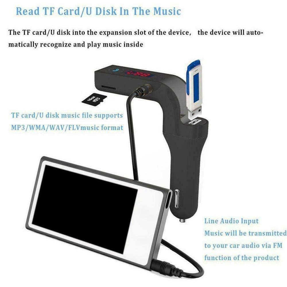 MP3 Spieler Bluetooth FM Sender Bluetooth Wagen Bausatz-Spieler USB-Absender FM Freisprecheinrichtung Radio MP3 Ladegerät U0Q2
