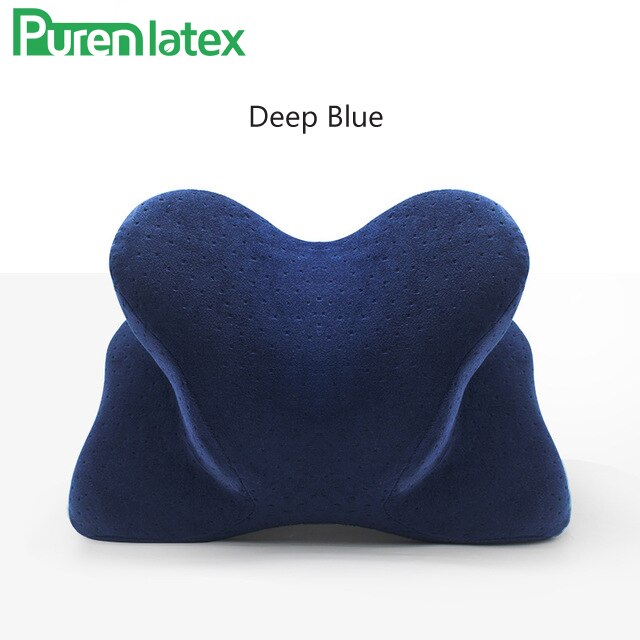 Purenlatex Vlinder Cervicale Memory Foam Middag Dutje Kussen Kantoor Tafel School Bureau Kussen Trage Rebound Orthopedische Nekkussen: Blue
