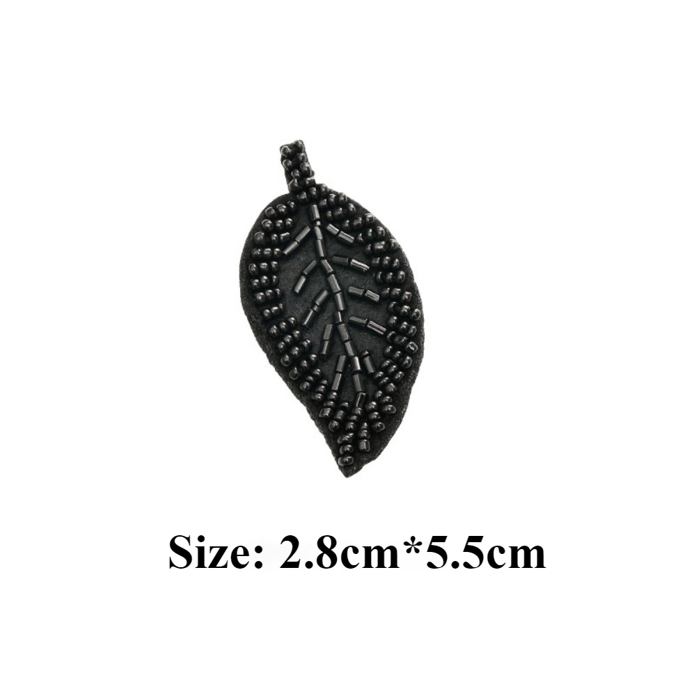 Cuentas hechas a mano, cuentas simples negras, tubo, flores, hojas, estrella, pegatina de tela pequeña, ropa, pantalones, decoración, parche con agujero: NICKEL