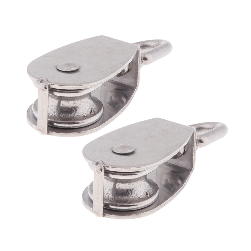 2Pcs 304 Stainless Steel Single Swivel Pulley Block with Swivel Eye M32
