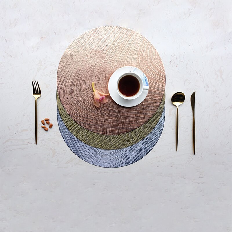 Napperon en PVC, rond, style européen, estampage à , ajouré, résistant à la chaleur, antidérapant, décoration de Table domestique, tapis de Table, 6/4 pièces