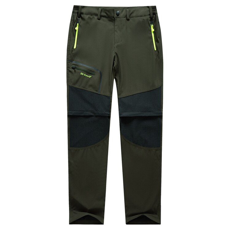 TRVLWEGO Outdoor Men Women Detachable Hiking Pants Quick Dry Breathable Summer Camping Trekking Fish Waterproof Sport Trousers: Green / M